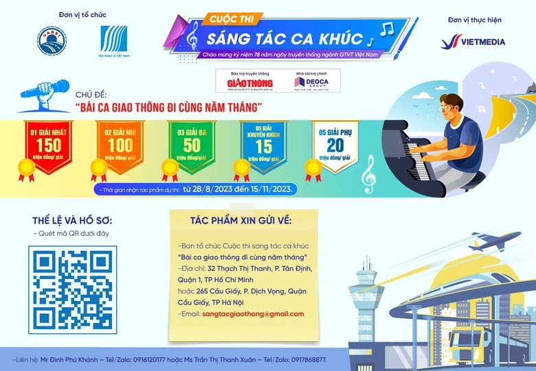 Gia hạn thời gian nhận tác phẩm thi sáng tác ca khúc mừng 78 năm truyền thống ngành GTVT - Ảnh 1. Gia hạn thời gian nhận tác phẩm thi sáng tác ca khúc mừng 78 năm truyền thống ngành GTVT - Ảnh 1.