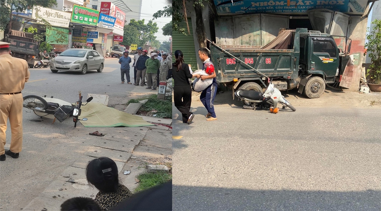 Xe tải lấn l&agrave;n đ&acirc;m 2 xe m&aacute;y l&agrave;m một người tử vong - Ảnh 1.