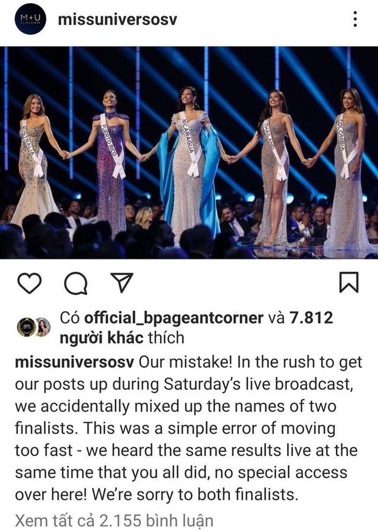 B&agrave;i xin lỗi từ Ph&iacute;a Miss Universe El Salvador