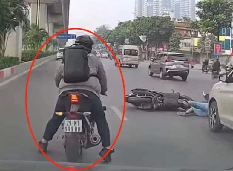C&ocirc;ng an v&agrave;o cuộc vụ thanh ni&ecirc;n đi xe m&aacute;y g&acirc;y tai nạn rồi bỏ chạy ở H&agrave; Nội - Ảnh 1.