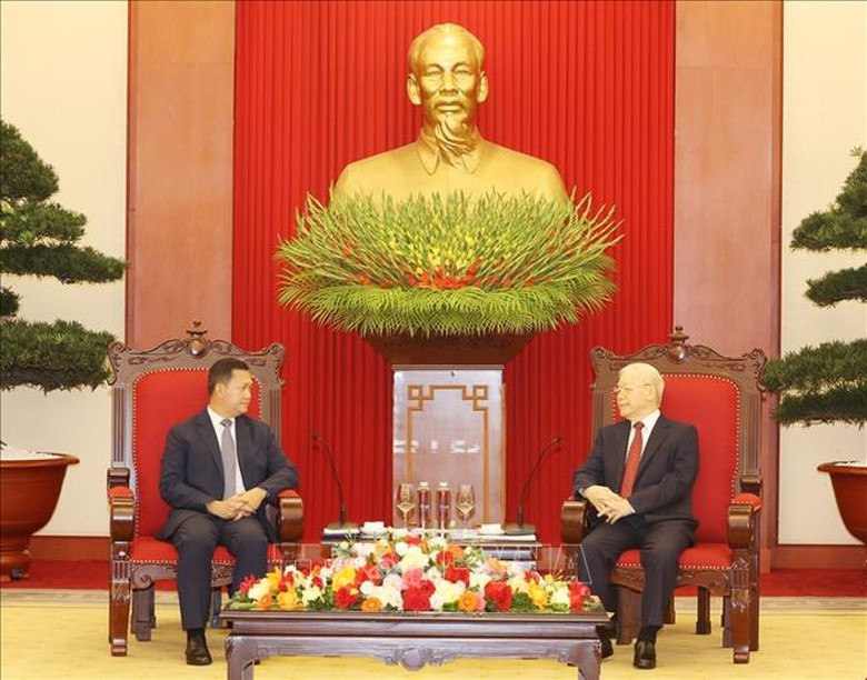Tổng B&iacute; thư Nguyễn Ph&uacute; Trọng tiếp Thủ tướng Campuchia Hun Manet - Ảnh 2.
