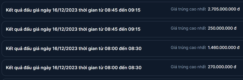 Đấu gi&aacute; biển số ng&agrave;y 16/12: Nhiều biển &ocirc; t&ocirc; bất ngờ tr&uacute;ng đấu gi&aacute; tiền tỷ - Ảnh 1.