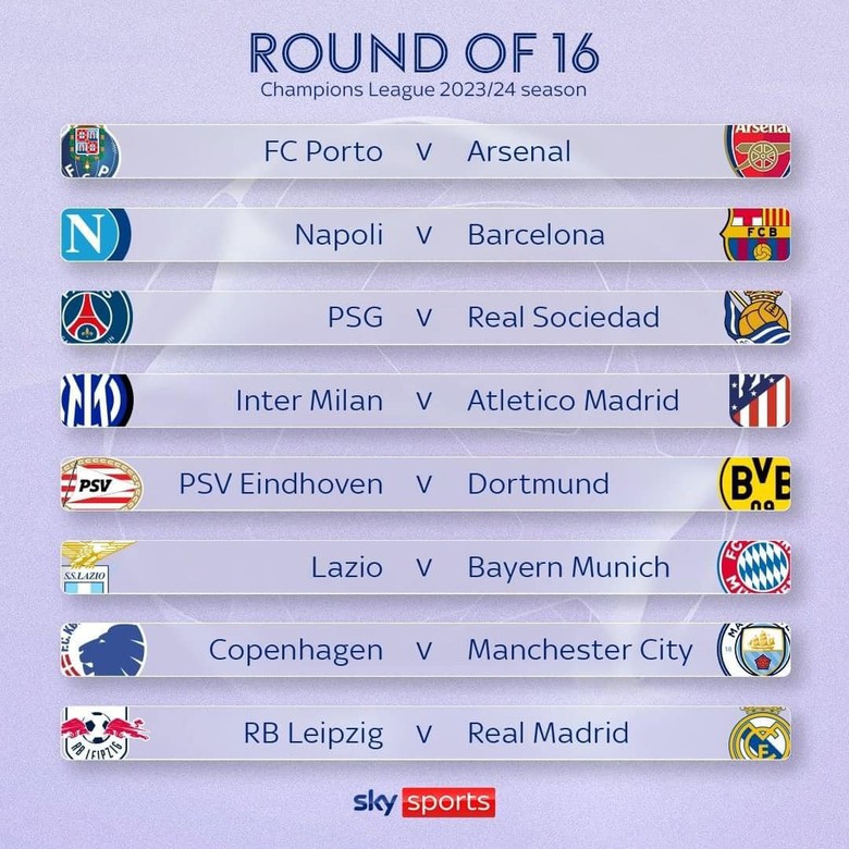 Kết quả bốc thăm vòng 1/8 Cúp C1 châu Âu: Loạt đại gia dễ thở - Ảnh 2. Kết quả bốc thăm vòng 1/8 Cúp C1 châu Âu: Loạt đại gia dễ thở - Ảnh 2.