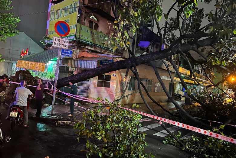 Nh&agrave; tốc m&aacute;i, c&acirc;y đổ đ&egrave; l&ecirc;n &ocirc; t&ocirc; sau trận mưa ở TP.HCM - Ảnh 1.