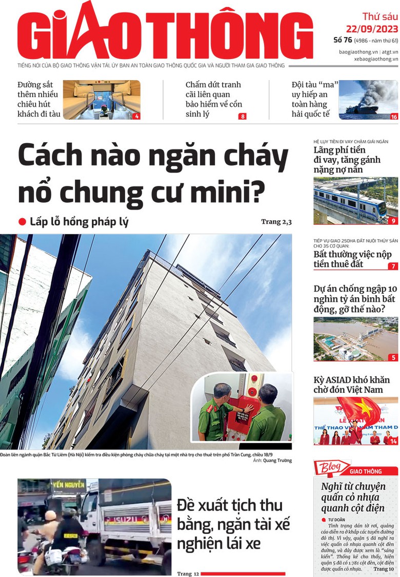 Tin mới nhất, hay nhất tr&ecirc;n B&aacute;o Giao th&ocirc;ng ng&agrave;y 22/9/2023 - Ảnh 1.