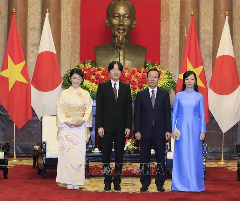 Chủ tịch nước V&otilde; Văn Thưởng v&agrave; Phu nh&acirc;n tiếp Ho&agrave;ng Th&aacute;i tử Nhật Bản Akishino v&agrave; C&ocirc;ng nương - Ảnh 2.