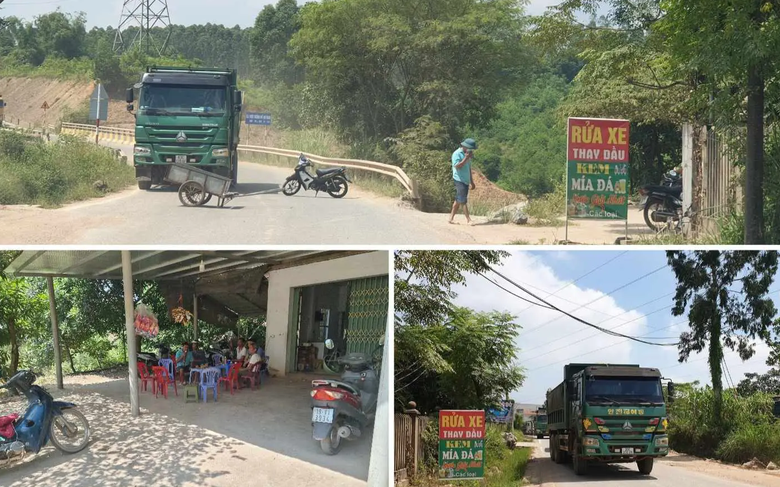 Phú Thọ: Vì sao người dân chặn đường đoàn xe chở đất đi qua? - Ảnh 1. Phú Thọ: Vì sao người dân chặn đường đoàn xe chở đất đi qua? - Ảnh 1.