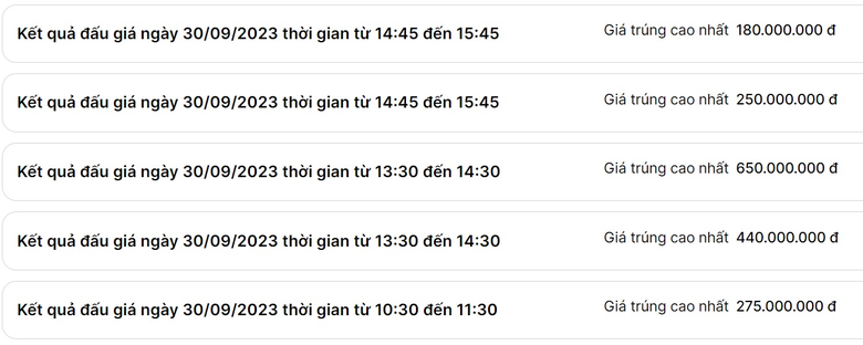 Đấu gi&aacute; biển số chiều 30/9: Th&ecirc;m loạt biển xe &ocirc; t&ocirc; chốt gi&aacute; bằng mức tiền cọc - Ảnh 1.