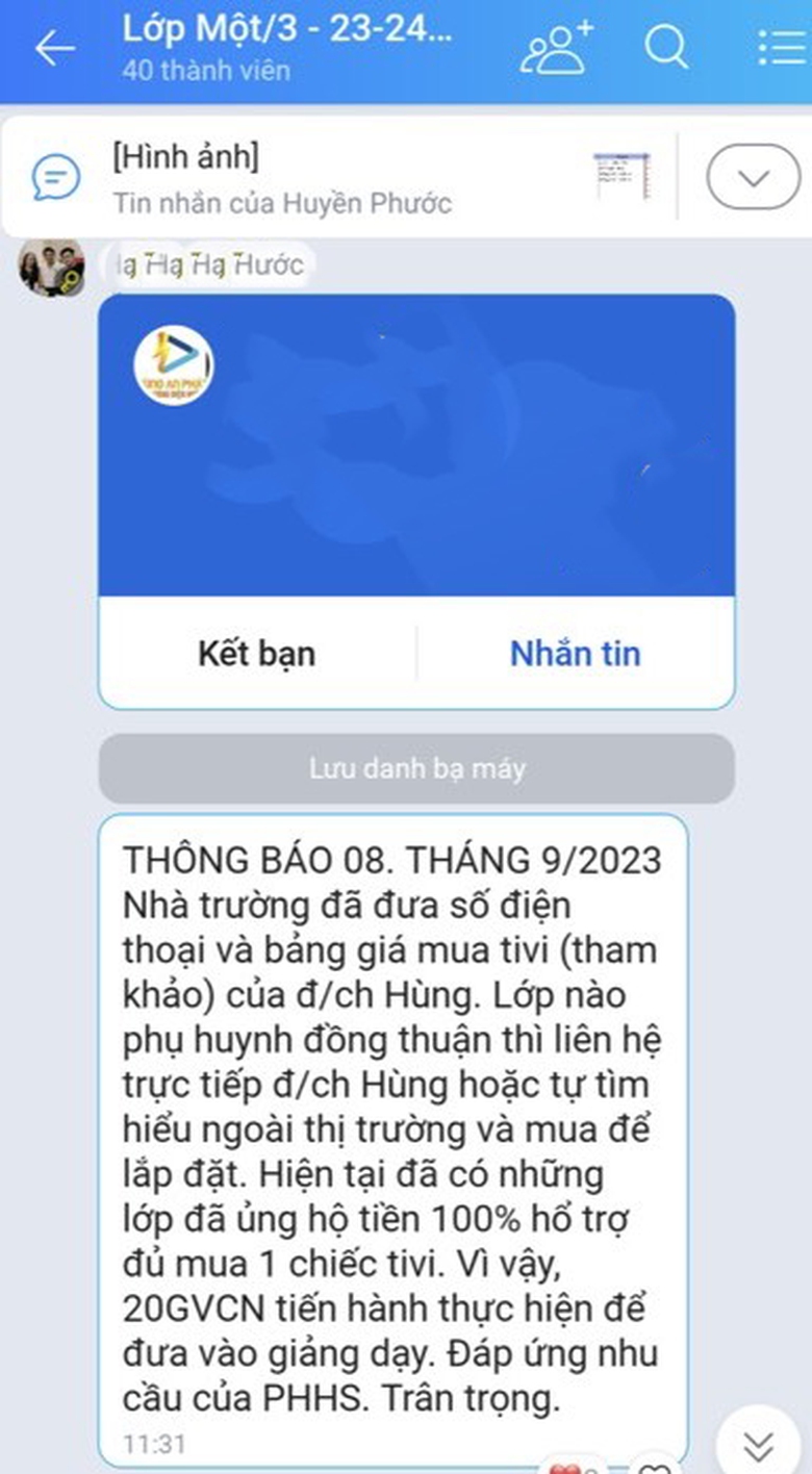Kh&aacute;nh H&ograve;a: Một trường học phải trả lại tiền huy động mua ti vi - Ảnh 1.