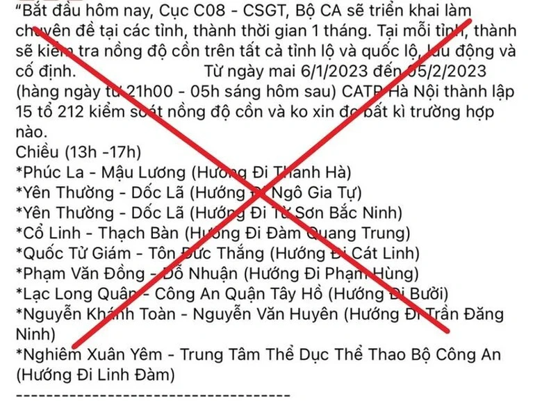 C&ocirc;ng an H&agrave; Nội b&aacute;c tin lập 15 tổ kiểm so&aacute;t nồng độ cồn- Ảnh 1.