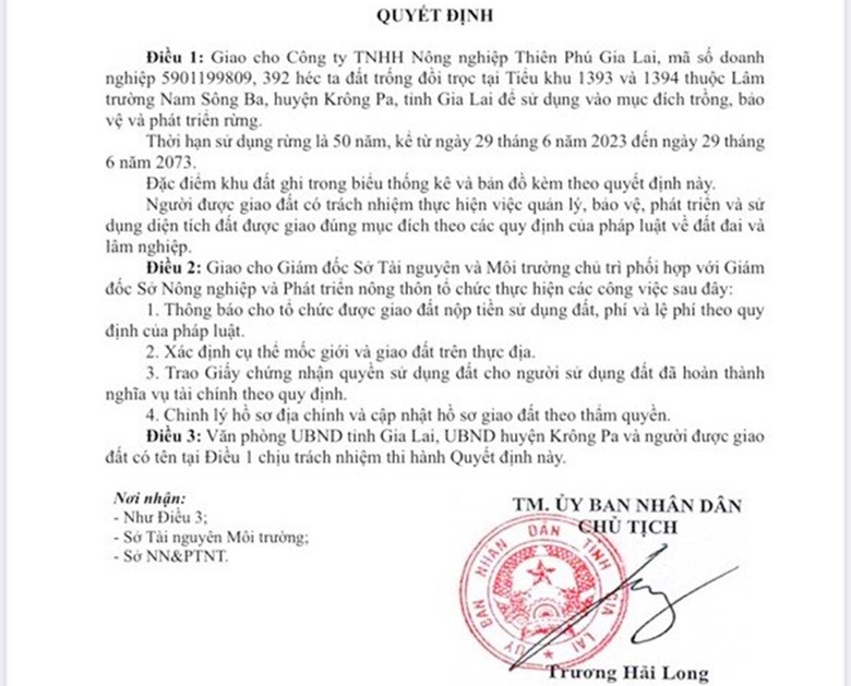 Giả mạo chữ k&yacute; chủ tịch tỉnh Gia Lai giao 329 ha đất rừng để khoe mẽ- Ảnh 1.