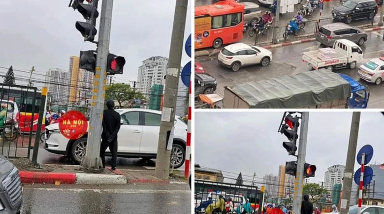Hiện trường vụ người phụ nữ đi xe đạp tử vong tr&ecirc;n đường Giải Ph&oacute;ng (TP H&agrave; Nội) sau khi va chạm với xe bu&yacute;t.