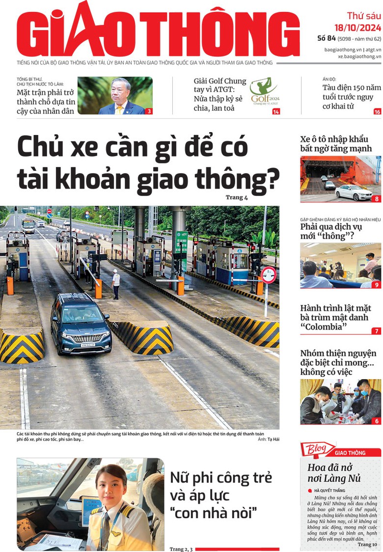 Trang nhất B&aacute;o Giao th&ocirc;ng số 84 ra ng&agrave;y 18/10/2024.
