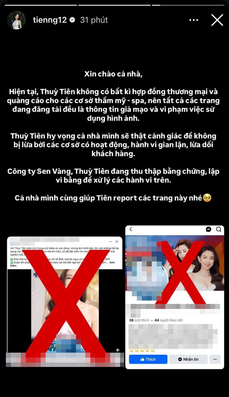 Hoa hậu Th&ugrave;y Ti&ecirc;n v&agrave; loạt nghệ sĩ bị mạo danh để trục lợi, luật sư n&oacute;i g&igrave;?- Ảnh 1.