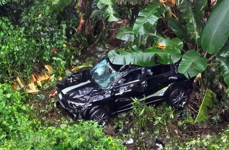 Chiếc &ocirc; t&ocirc; tại hiện trường vụ tai nạn - Ảnh: TTXVN.