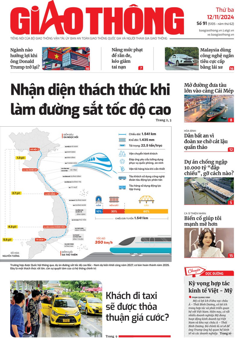 Trang nhất B&aacute;o Giao th&ocirc;ng số 91 ra ng&agrave;y 12/11/2024.