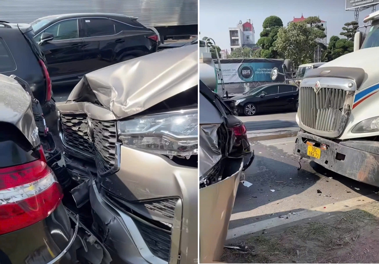 Nhiều xế sang bẹp rúm vì bị lái xe container buồn ngủ tông liên hoàn trước đèn đỏ- Ảnh 1. Nhiều xế sang bẹp rúm vì bị lái xe container buồn ngủ tông liên hoàn trước đèn đỏ- Ảnh 1.