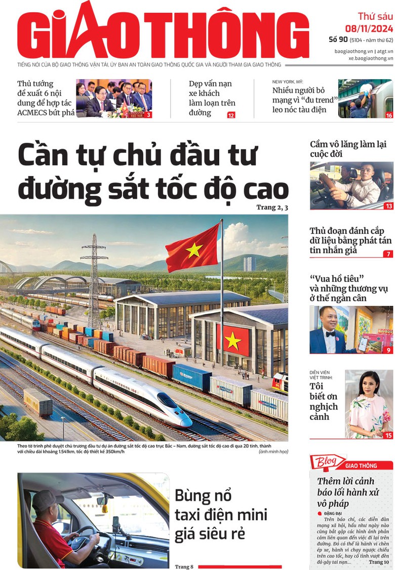 Trang nhất Báo Giao thông số 90 ra ngày 8/11/2024. Trang nhất Báo Giao thông số 90 ra ngày 8/11/2024.