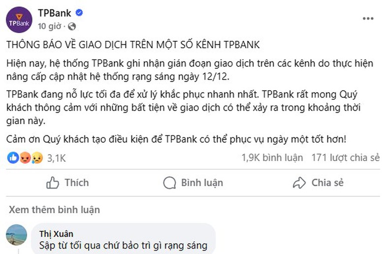 Khách hàng bị gián đoạn giao dịch, TPBank khắc phục sự cố ra sao? - Ảnh 2. Khách hàng bị gián đoạn giao dịch, TPBank khắc phục sự cố ra sao? - Ảnh 2.