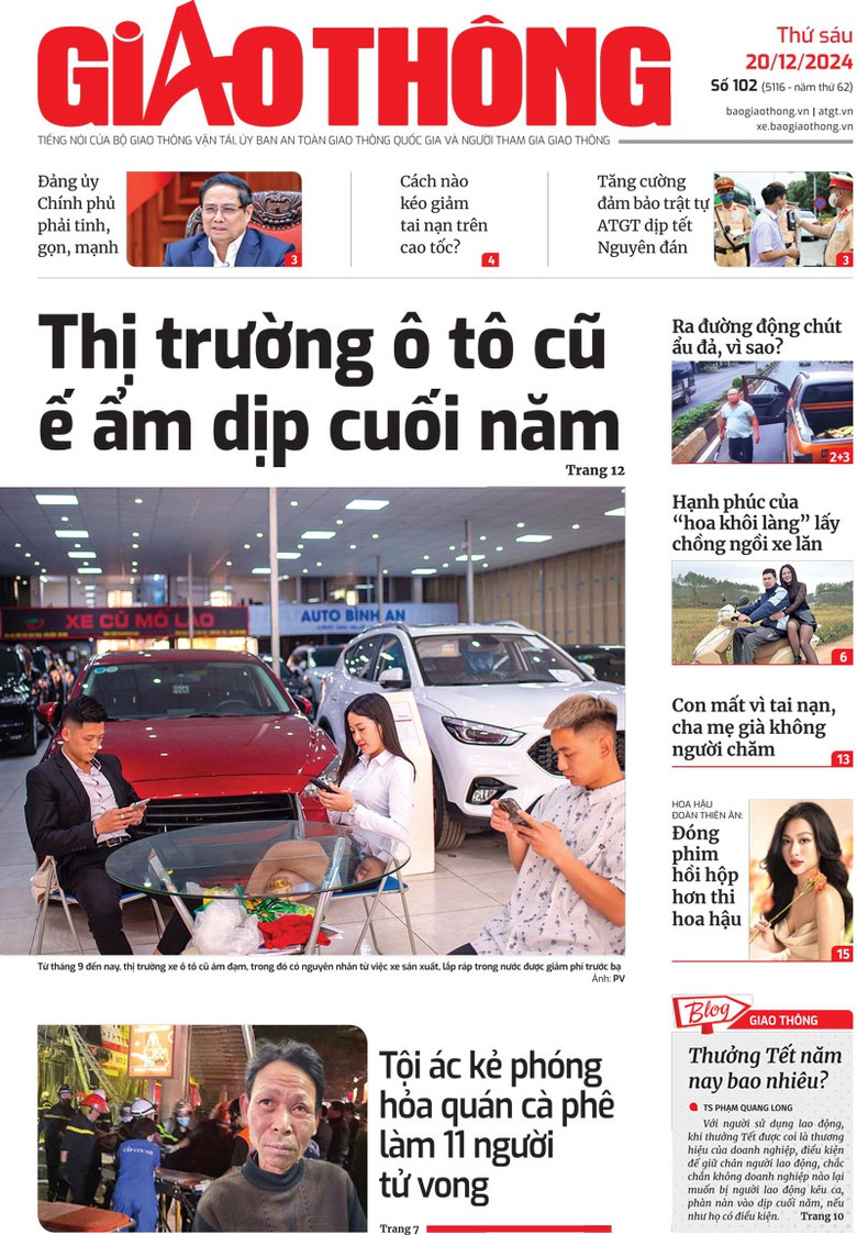 Trang nhất Báo Giao thông số 102 ra ngày 20/12/2024. Trang nhất Báo Giao thông số 102 ra ngày 20/12/2024.