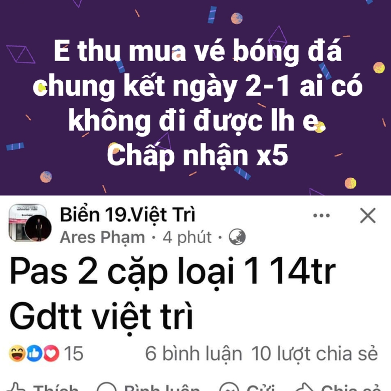 Chung kết AFF Cup: V&eacute; online đ&atilde; hết, v&eacute; chợ đen bị h&eacute;t gi&aacute; "tr&ecirc;n trời"- Ảnh 2.