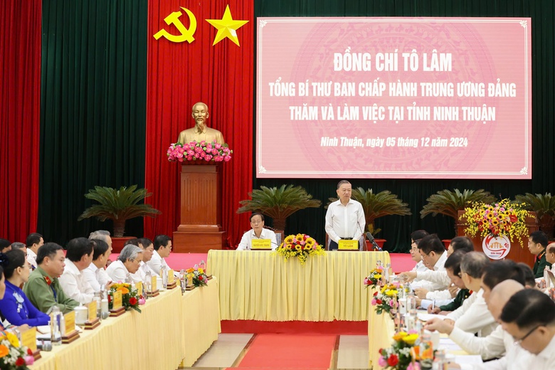 Tổng B&iacute; thư T&ocirc; L&acirc;m: Ninh Thuận biến th&aacute;ch thức th&agrave;nh cơ hội, mở ra con đường ph&aacute;t triển- Ảnh 1.
