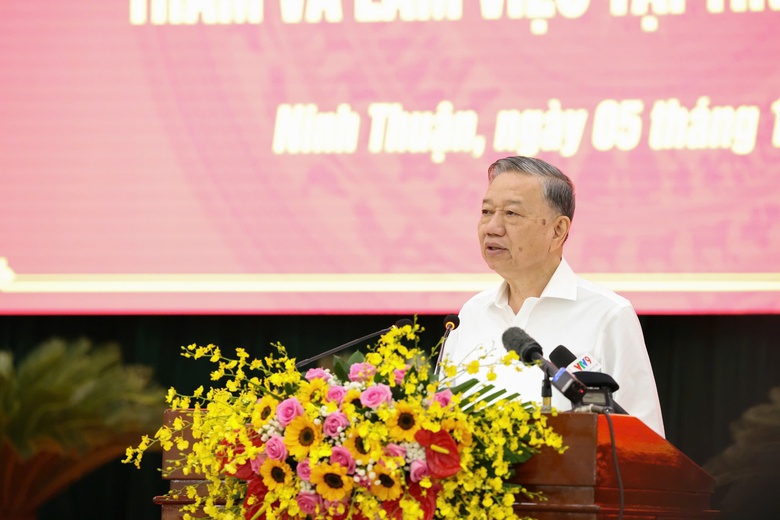 Tổng B&iacute; thư T&ocirc; L&acirc;m: Ninh Thuận biến th&aacute;ch thức th&agrave;nh cơ hội, mở ra con đường ph&aacute;t triển- Ảnh 2.