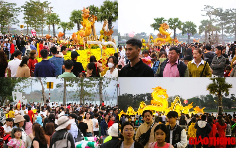 Ngh&igrave;n người du xu&acirc;n, check-in c&ugrave;ng linh vật &ldquo;song long&rdquo; khổng lồ ở Huế- Ảnh 5.