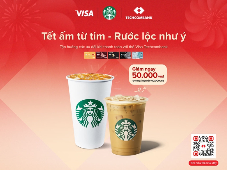 Techcombank hợp t&aacute;c c&ugrave;ng Starbucks VietNam đem Tết ấm từ tim - Rước lộc như &yacute; - Ảnh 2.