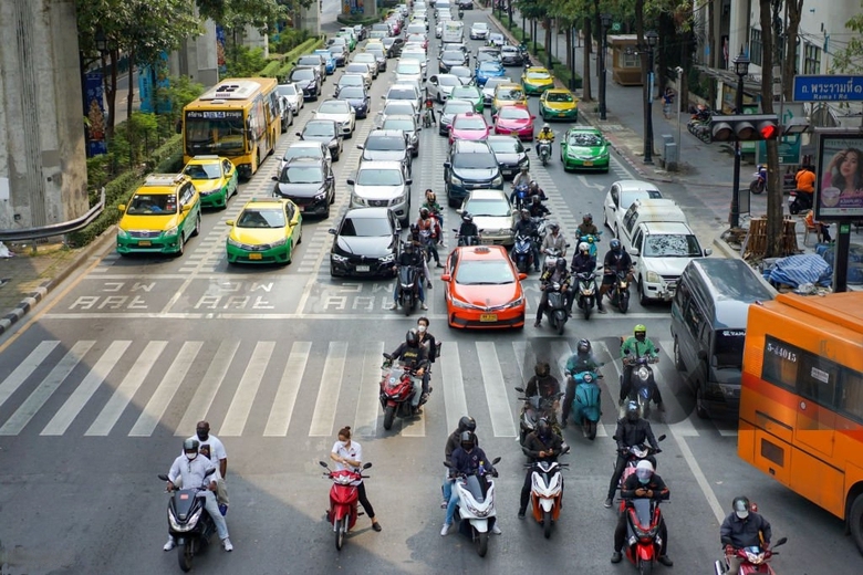 &Ugrave;n tắc tại khu vực Ratchaprasong, trung t&acirc;m thủ đ&ocirc; Băng Cốc. (Ảnh: iStock)