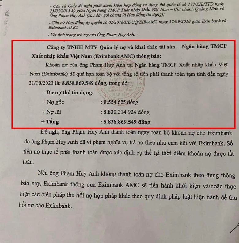 Eximbank lên tiếng vụ khách hàng nợ hơn 8,5 triệu, cộng lãi thành gần 9 tỷ- Ảnh 2. Eximbank lên tiếng vụ khách hàng nợ hơn 8,5 triệu, cộng lãi thành gần 9 tỷ- Ảnh 2.