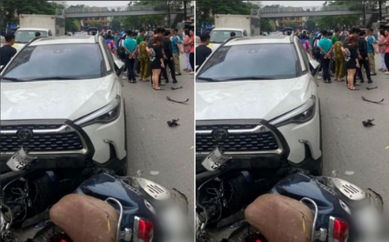 Hiện trường vụ &ocirc; t&ocirc; t&ocirc;ng li&ecirc;n ho&agrave;n tại ng&atilde; tư Nguyễn Hữu Thọ - Linh Đ&agrave;m (quận Ho&agrave;ng Mai, TP H&agrave; Nội).
