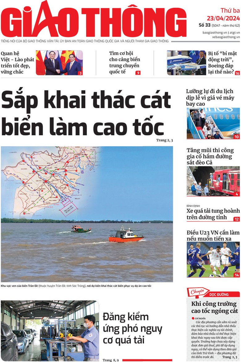 Trang nhất B&aacute;o Giao th&ocirc;ng số 32 ra ng&agrave;y 23/4/2024.