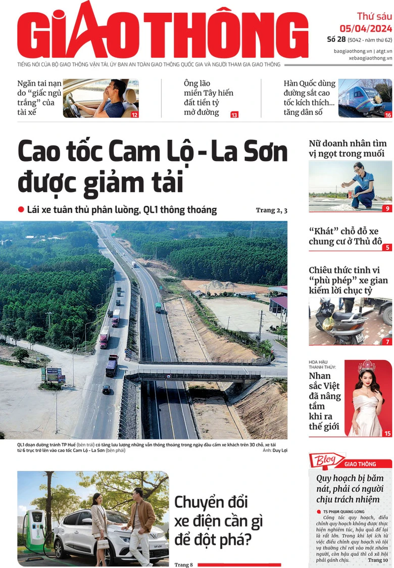 Trang nhất B&aacute;o Giao th&ocirc;ng số 28 ra ng&agrave;y 5/4/2024.