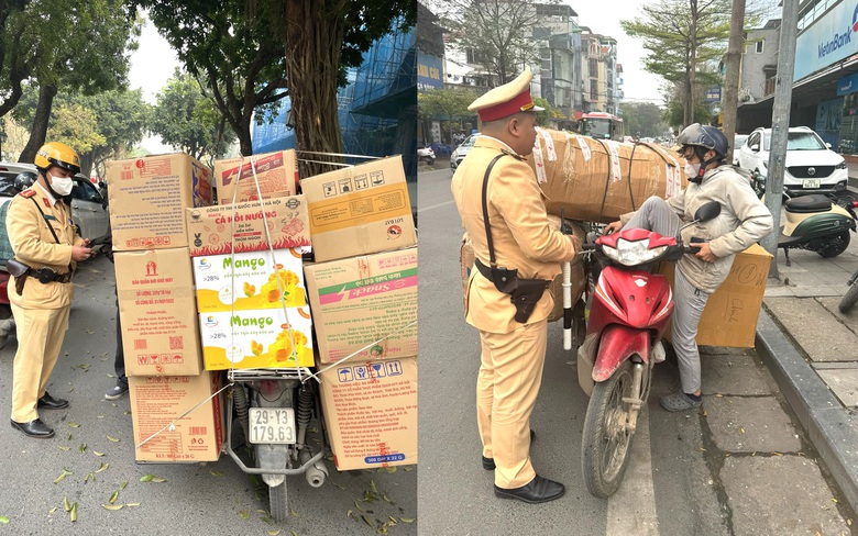 Chở h&agrave;ng cồng kềnh diễu phố, nhiều t&agrave;i xế bị CSGT xử phạt- Ảnh 3.
