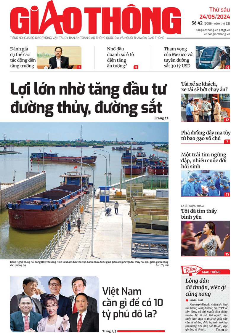 Trang nhất Báo Giao thông số 42 ra ngày 24/5/2024. Trang nhất Báo Giao thông số 42 ra ngày 24/5/2024.