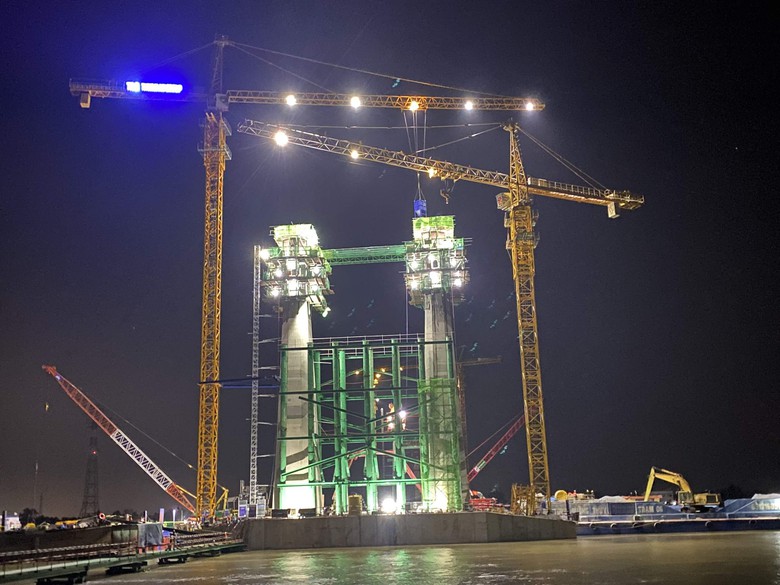 Gần 500 c&ocirc;ng nh&acirc;n với 25 mũi thi c&ocirc;ng dự &aacute;n cầu Rạch Miễu 2- Ảnh 1.