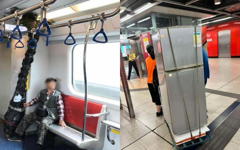 Kh&aacute;ch mang cả tủ lạnh, c&acirc;y xanh lớn g&acirc;y cản trở tr&ecirc;n c&aacute;c phương tiện c&ocirc;ng cộng. (Ảnh: SCMP)