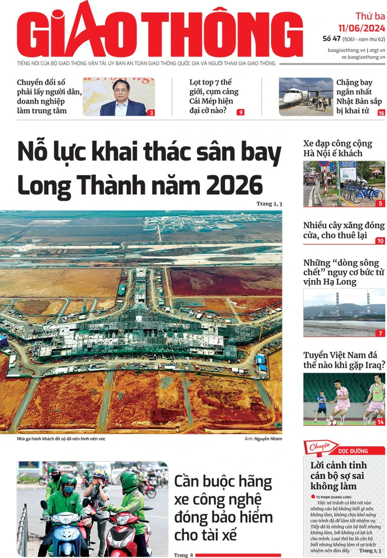 Trang nhất B&aacute;o Giao th&ocirc;ng số 47 ra ng&agrave;y 11/6/2024.