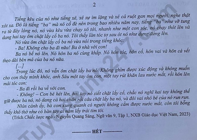 Đ&aacute;p &aacute;n đề thi tuyển sinh lớp 10 m&ocirc;n Ngữ văn Thanh H&oacute;a năm 2024- Ảnh 7.
