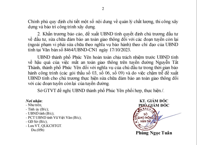Sở GTVT Vĩnh Ph&uacute;c y&ecirc;u cầu địa phương sớm sửa  đường Nguyễn Tất Th&agrave;nh- Ảnh 4.