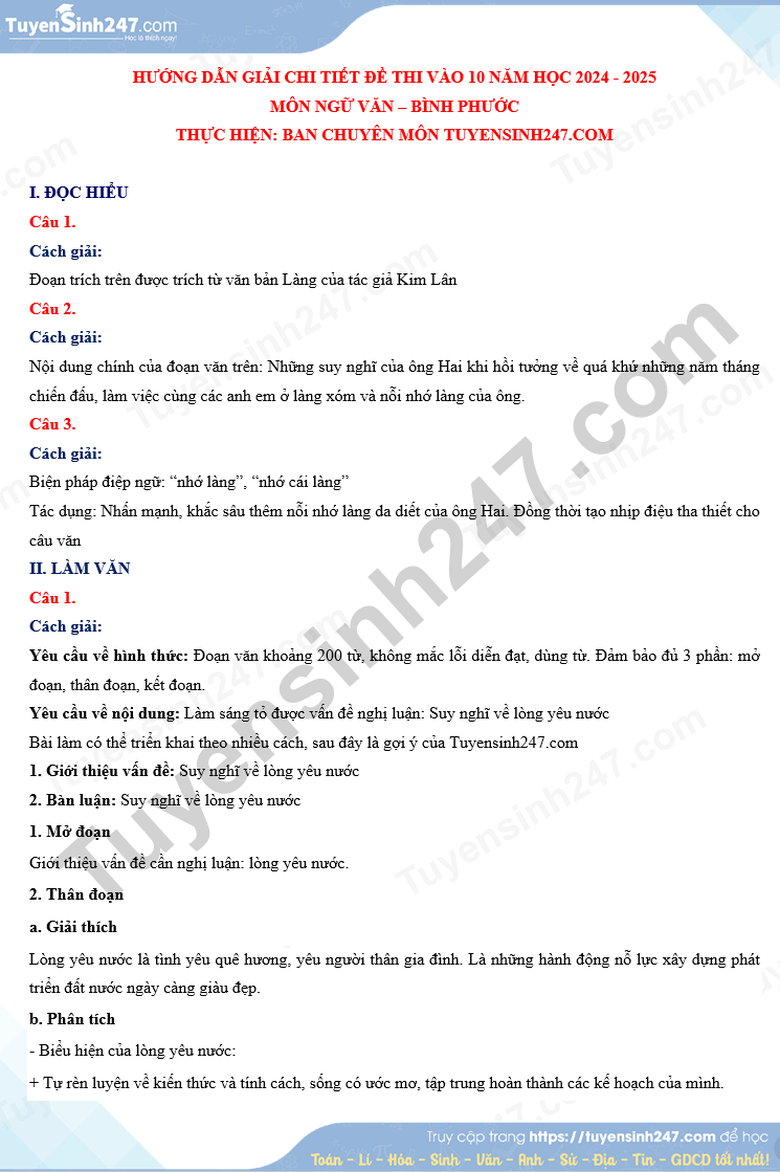 Đáp án đề thi tuyển sinh lớp 10 môn Ngữ văn Bình Phước năm 2024- Ảnh 3. Đáp án đề thi tuyển sinh lớp 10 môn Ngữ văn Bình Phước năm 2024- Ảnh 3.