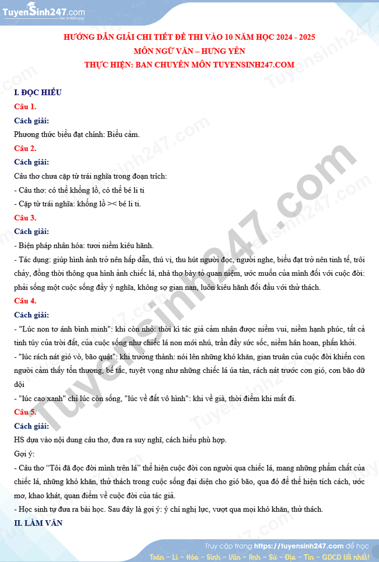 Đáp án đề thi tuyển sinh lớp 10 môn Ngữ văn Hưng Yên năm 2024- Ảnh 3. Đáp án đề thi tuyển sinh lớp 10 môn Ngữ văn Hưng Yên năm 2024- Ảnh 3.