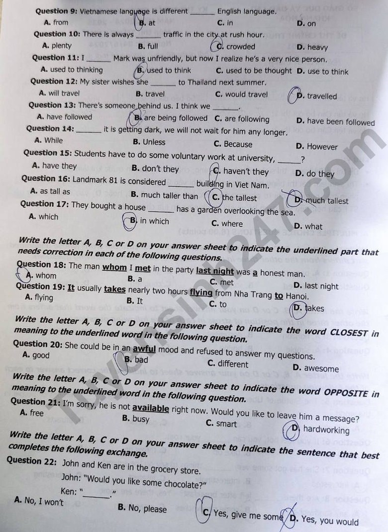 Đ&aacute;p &aacute;n đề thi tuyển sinh lớp 10 m&ocirc;n Tiếng Anh Kh&aacute;nh H&ograve;a năm 2024- Ảnh 3.