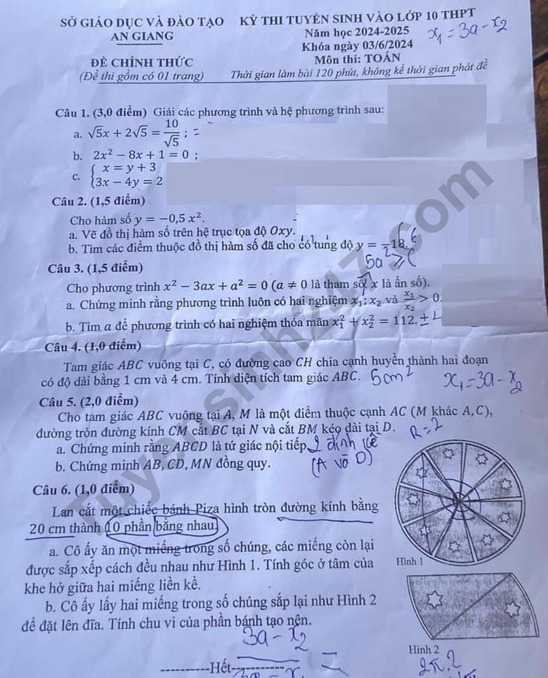 Đ&aacute;p &aacute;n đề thi tuyển sinh lớp 10 m&ocirc;n To&aacute;n An Giang năm 2024- Ảnh 2.