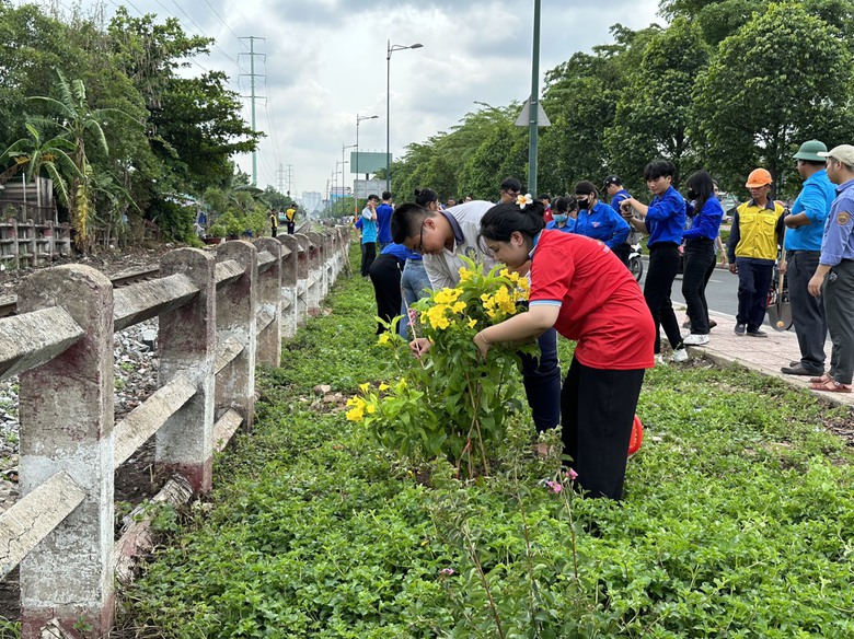 Trồng hoa làm đẹp đường sắt Bắc - Nam nhân ngày Môi trường thế giới- Ảnh 7. Trồng hoa làm đẹp đường sắt Bắc - Nam nhân ngày Môi trường thế giới- Ảnh 7.