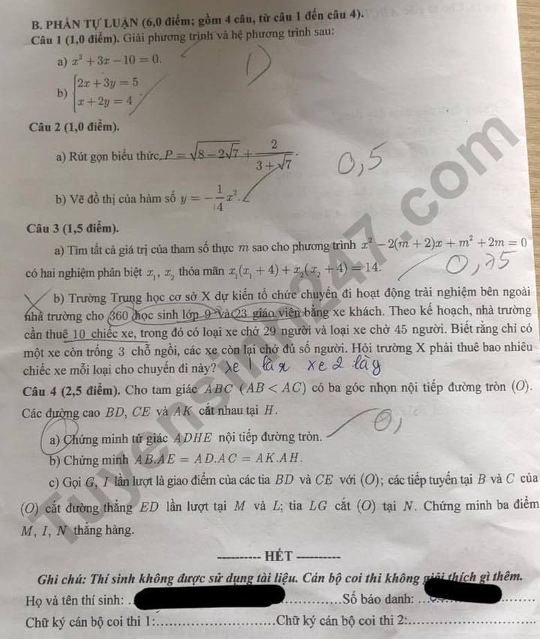 Đáp án đề thi tuyển sinh lớp 10 môn Toán Cần Thơ năm 2024- Ảnh 5. Đáp án đề thi tuyển sinh lớp 10 môn Toán Cần Thơ năm 2024- Ảnh 5.