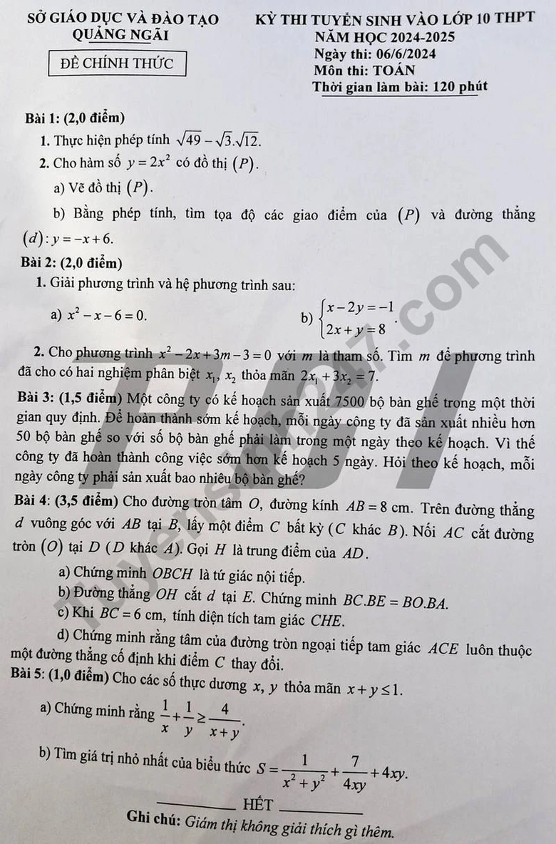 Đ&aacute;p &aacute;n đề thi tuyển sinh lớp 10 m&ocirc;n To&aacute;n Quảng Ng&atilde;i năm 2024- Ảnh 8.
