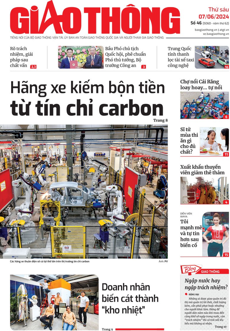 Trang nhất Báo Giao thông số 46 ra ngày 7/6/2024. Trang nhất Báo Giao thông số 46 ra ngày 7/6/2024.