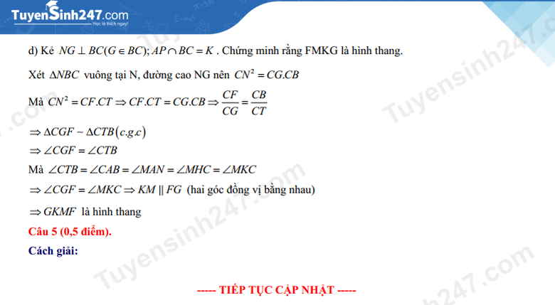 Đáp án đề thi tuyển sinh lớp 10 môn Toán Lạng Sơn năm 2024- Ảnh 6. Đáp án đề thi tuyển sinh lớp 10 môn Toán Lạng Sơn năm 2024- Ảnh 6.